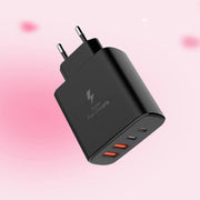 iPhone 12/ Pro/ ProMax, iPad, Airpods, Apple Watch, Galaxy uchun 4-portli Type C bilan mos keladigan tez zaryadlash devor rozetkasi adapteri.