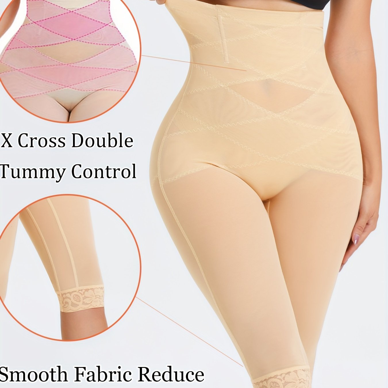 Women High Waist Compression Shorts Tummy Control Shapewear Butt Lift Solid Nylon Spandex