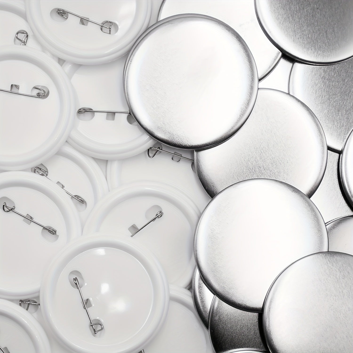50 Sets of 58mm Round Button Parts for DIY Pin Making Plastic and Tinplate