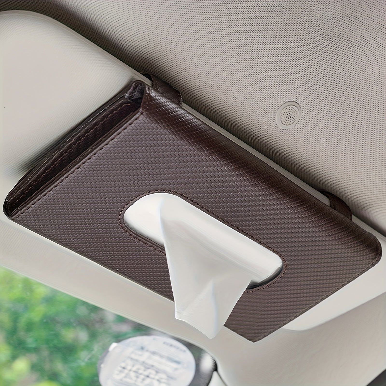 Car Sun Visor Tissue Holder PU Leather Multi-Functional Napkin Box for All Models