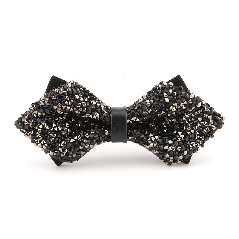 Men's Bow Tie with Faux Diamond Knot for Weddings and Formal Events