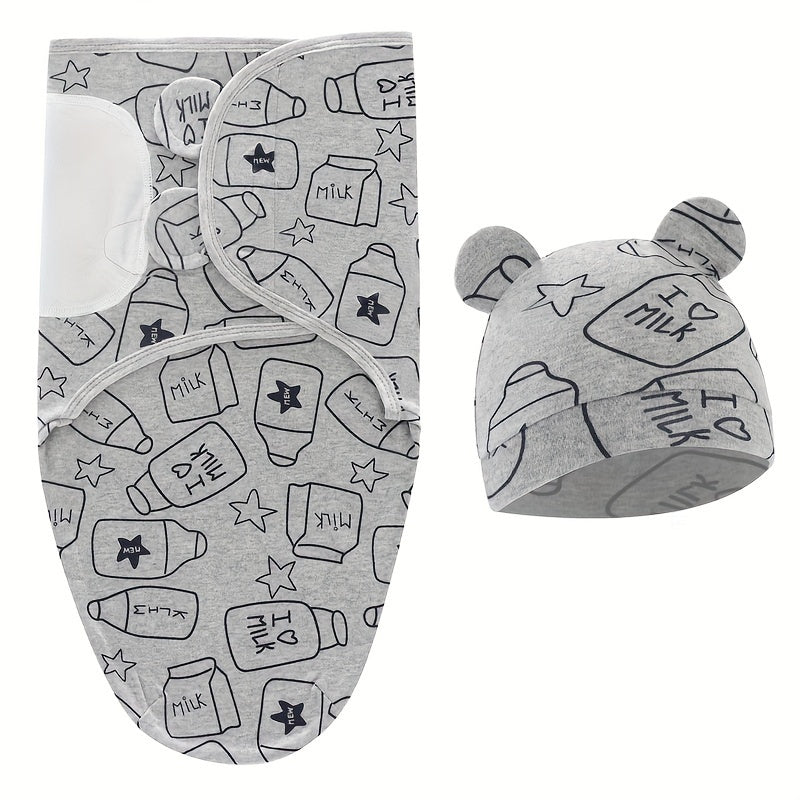 Newborn Baby Swaddle Set Adjustable Sleep Bag Prevent Startle Reflex Cotton All-Season