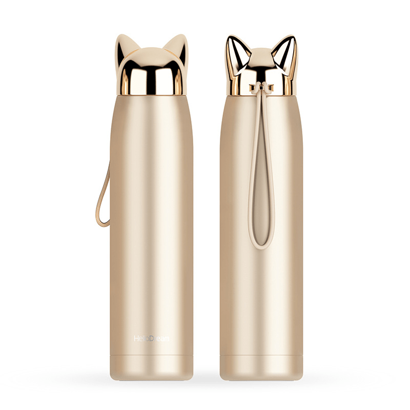 Insulated Travel Mug 320ml Stainless Steel Vacuum Cup with Cat Ears BPA Free Kawaii Design