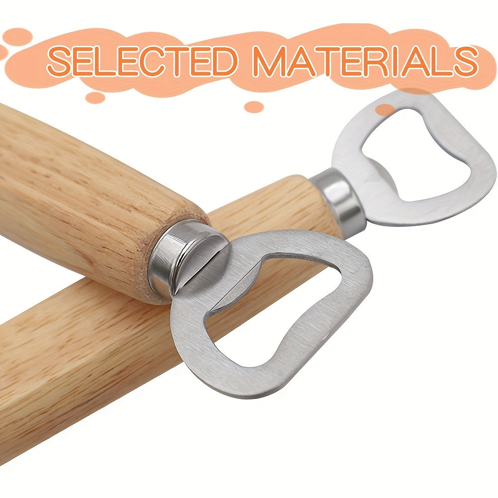 Maxsus o'yilgan yog'och pivo shishasi ochgichi kalit zanjiri sifatida ham xizmat qiladi, bayramlar va partiyalar uchun ajoyib. Ism yoki logotip bilan shaxsiylashtiring.