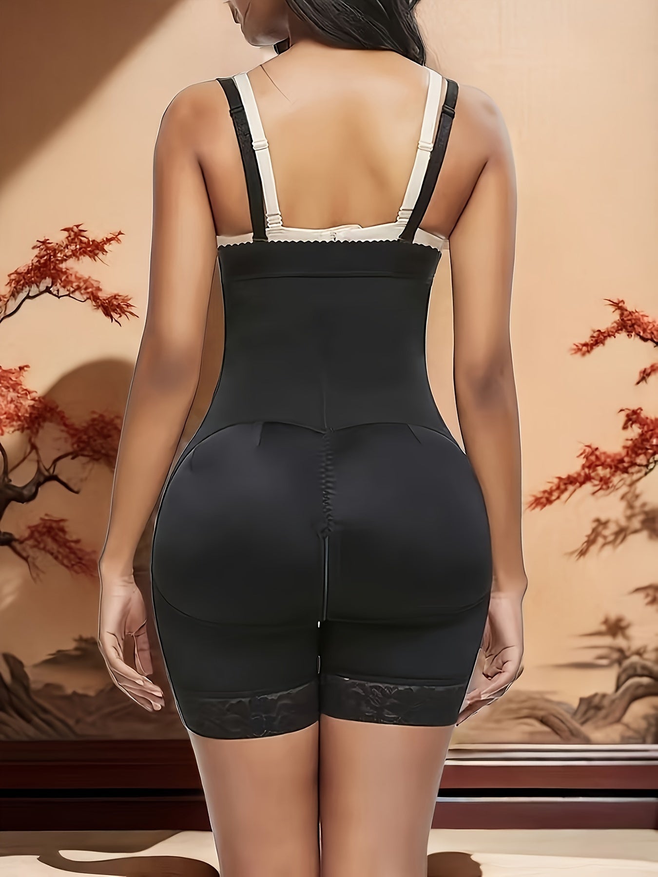 High Waist Body Shaper Shorts with Zipper and Shoulder Straps for Tummy Control and Butt Lift