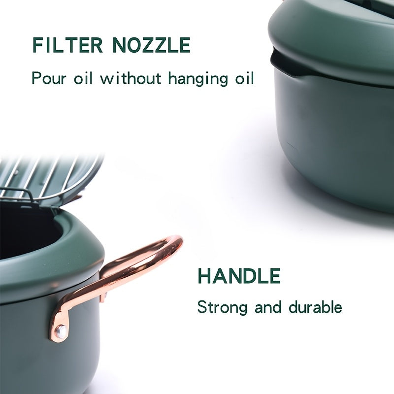 Stainless Steel Deep Fryer with Temperature Gauge and Splash Prevention for Gas and Induction