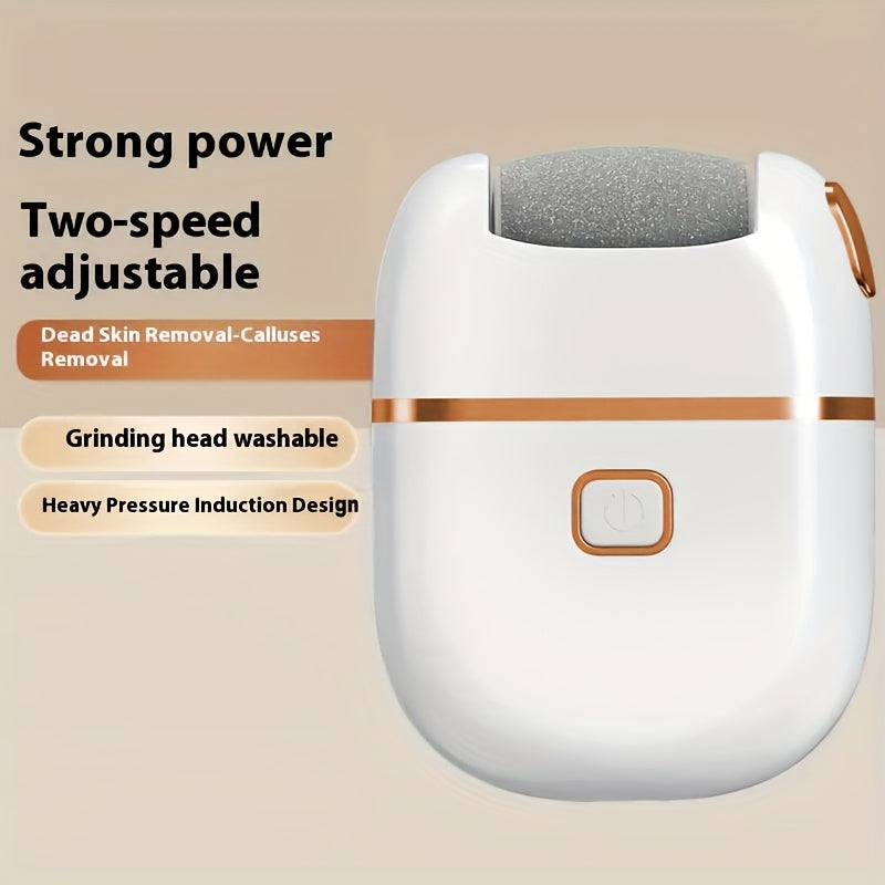 1 шт. MIGUAN Перезаряжаемый электрический ножной шлифовальный станок для гладкой искусственной кожи - зарядка через USB, 3 насадки, дизайн белый и розовое золото, аккумулятор 500 мАч, для педикюра дома, инструмент для сглаживания кожи.