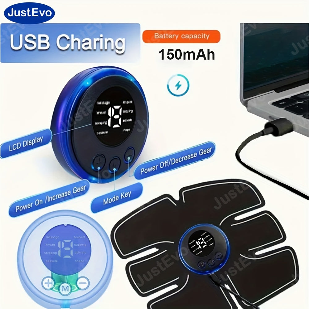 JustEvo EMS qorin massaj yamoqi qo'llar, oyoqlar va qorin uchun ko'p funksiyali fitnes qurilmasidir, u uyda, sayohatda yoki ofisda mashq qilish uchun ideal bo'lib, sizning fitnes sayohatingiz uchun mukammal tanlovdir.