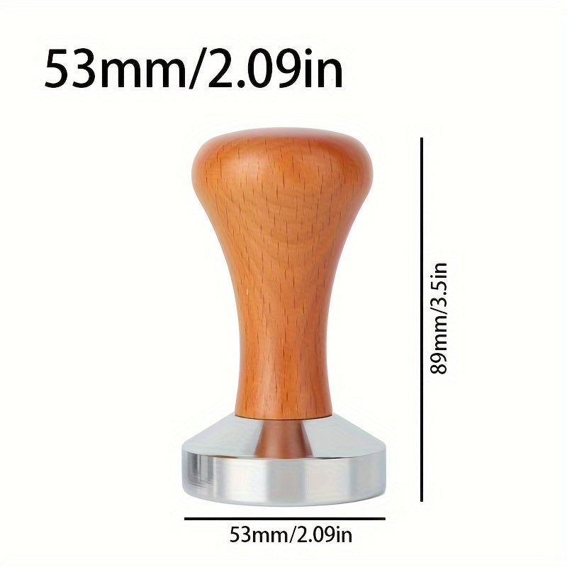 Espresso Coffee Tamper Wooden Handle Food Grade Stainless Steel 51/53/58mm