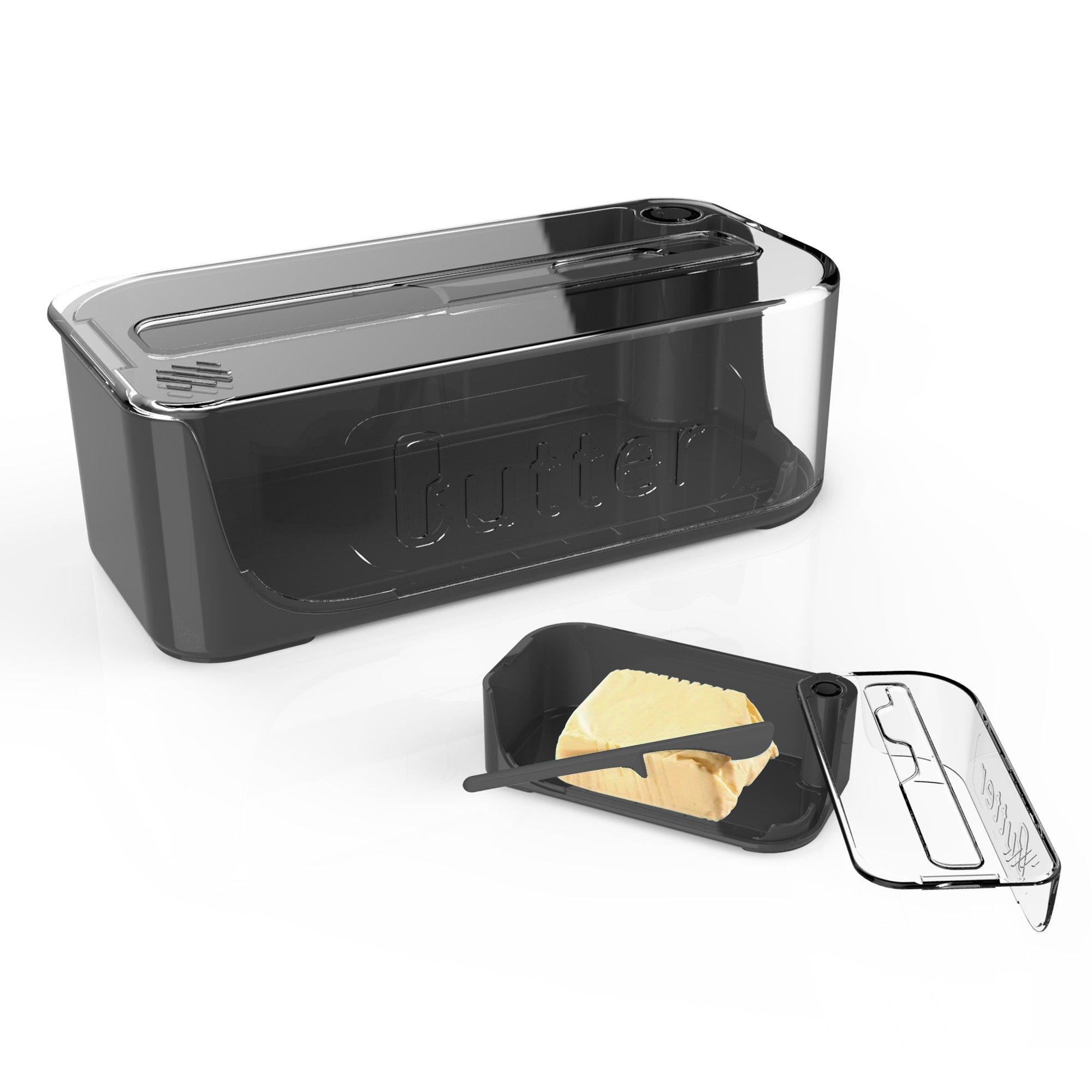 Plastic Butter Dish with Cover and Knife, Kitchen Storage Container