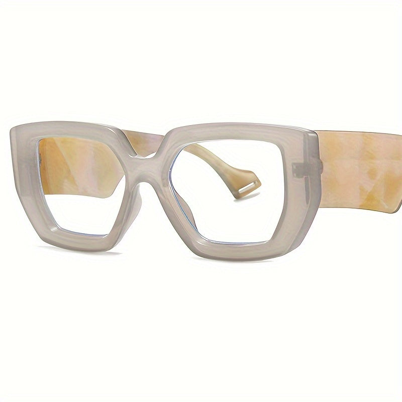 Gafas de ordenador de moda para mujer con montura de bloques de color gelatinoso y lentes transparentes
