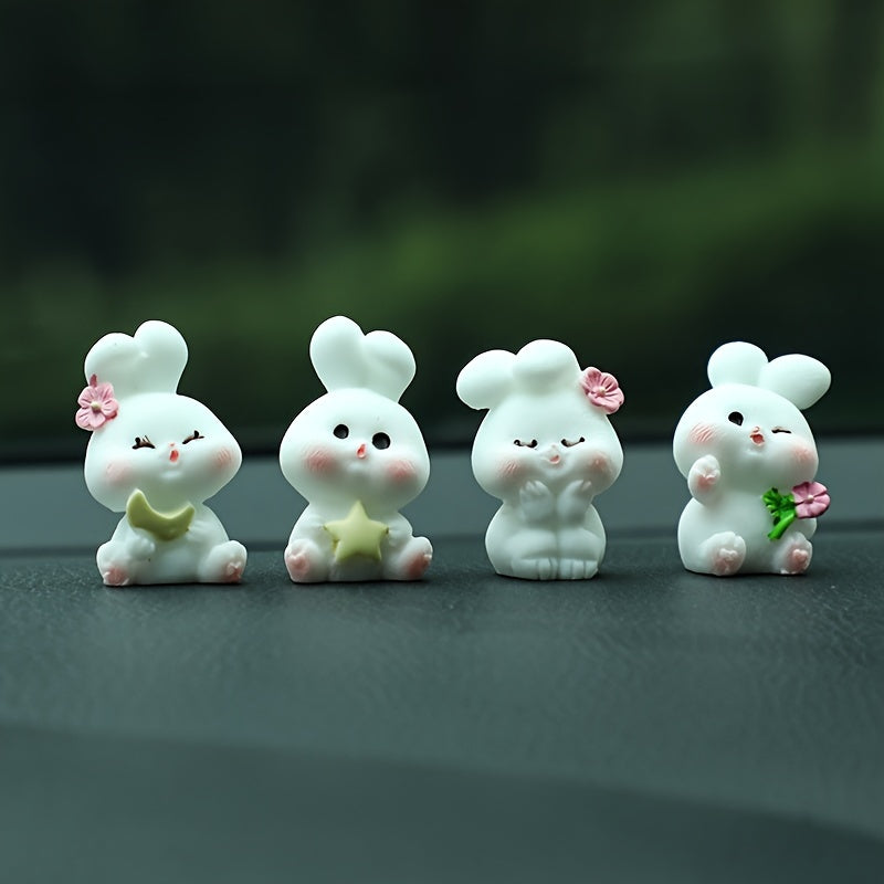 4 ta chiroyli quyon resin panel bezaklari mini avtomobil dekoratsiyasi to'plami