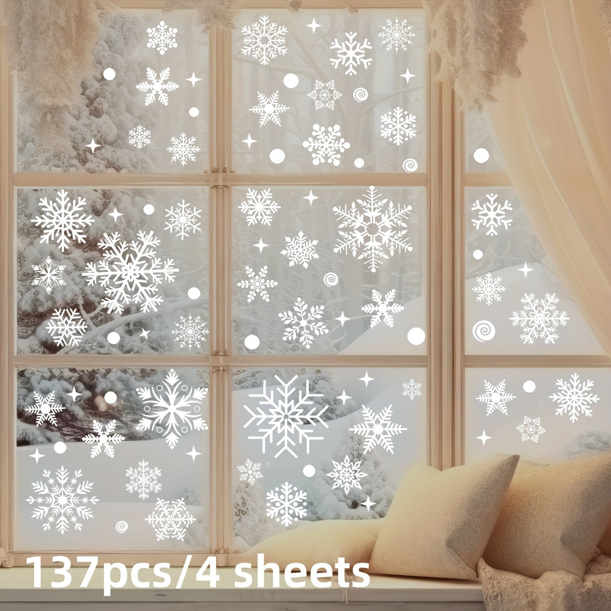 Set of 113 Christmas Window Clings Snowman Santa Holiday Static Stickers Reusable Glass Decals