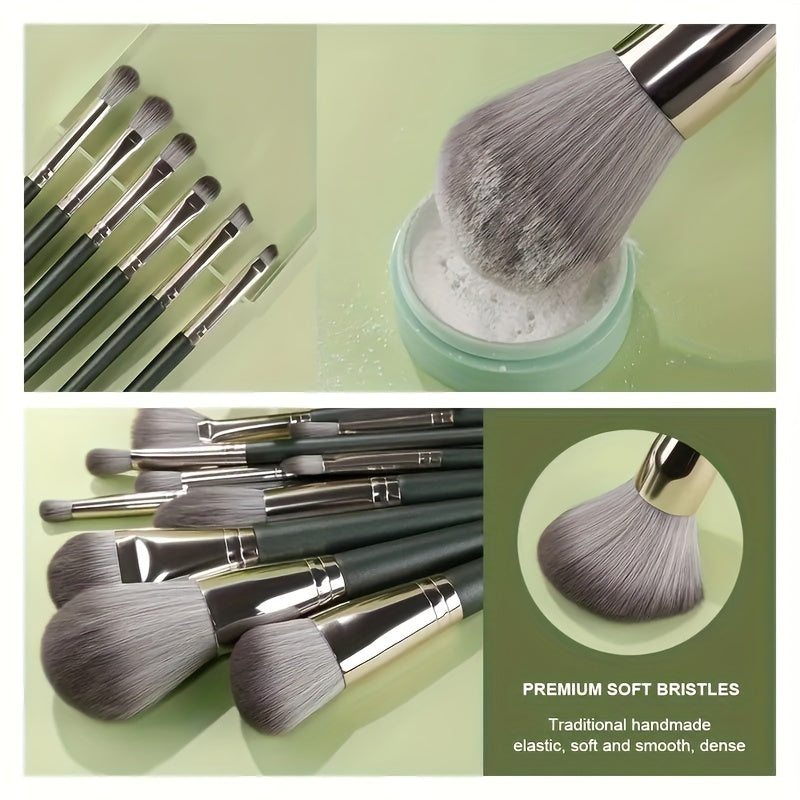 14pcs Makeup Brush Set with Synthetic Bristles for Face Eyes Lip Hypoallergenic