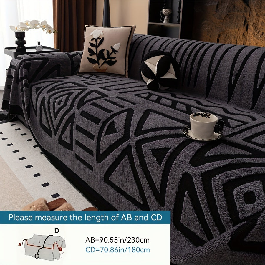 Чехол на диван Glam Style Sherpa, толстый плюш, защитник мебели, моющийся в машине, устойчивый к выцветанию, дружелюбный к питомцам, подходит для кресла, дивана-кровати, 3-4 местного секционного.