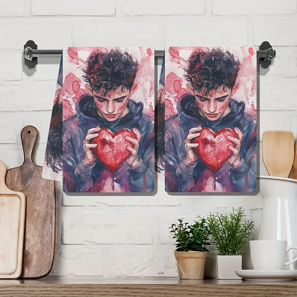 Set Of 2 Ultra-Soft Absorbent Kitchen Towels 40x60cm for Holiday Decoration