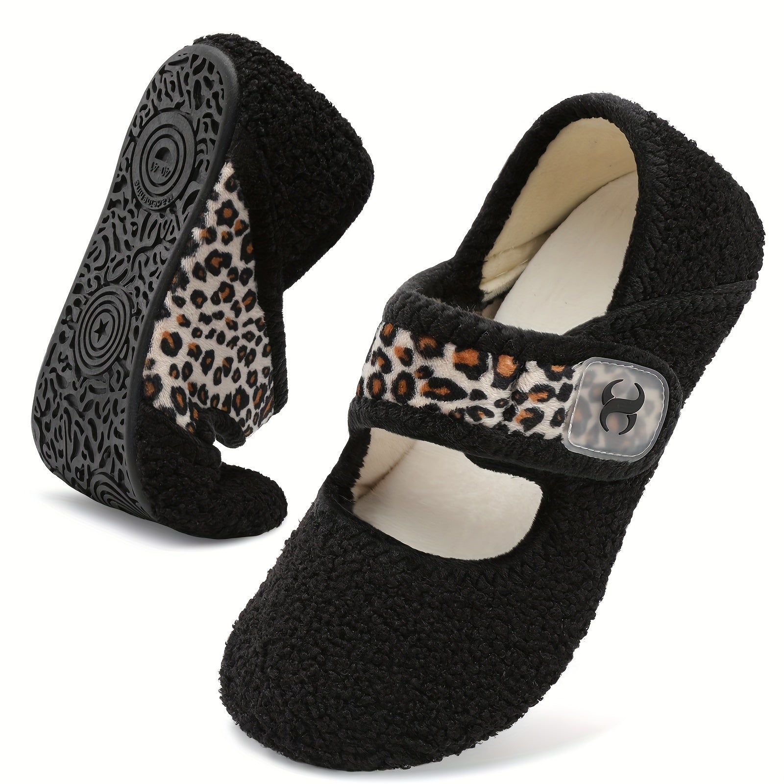 Women's Slip-On Flats - Soft Warm Lightweight Shoes with Hook and Loop