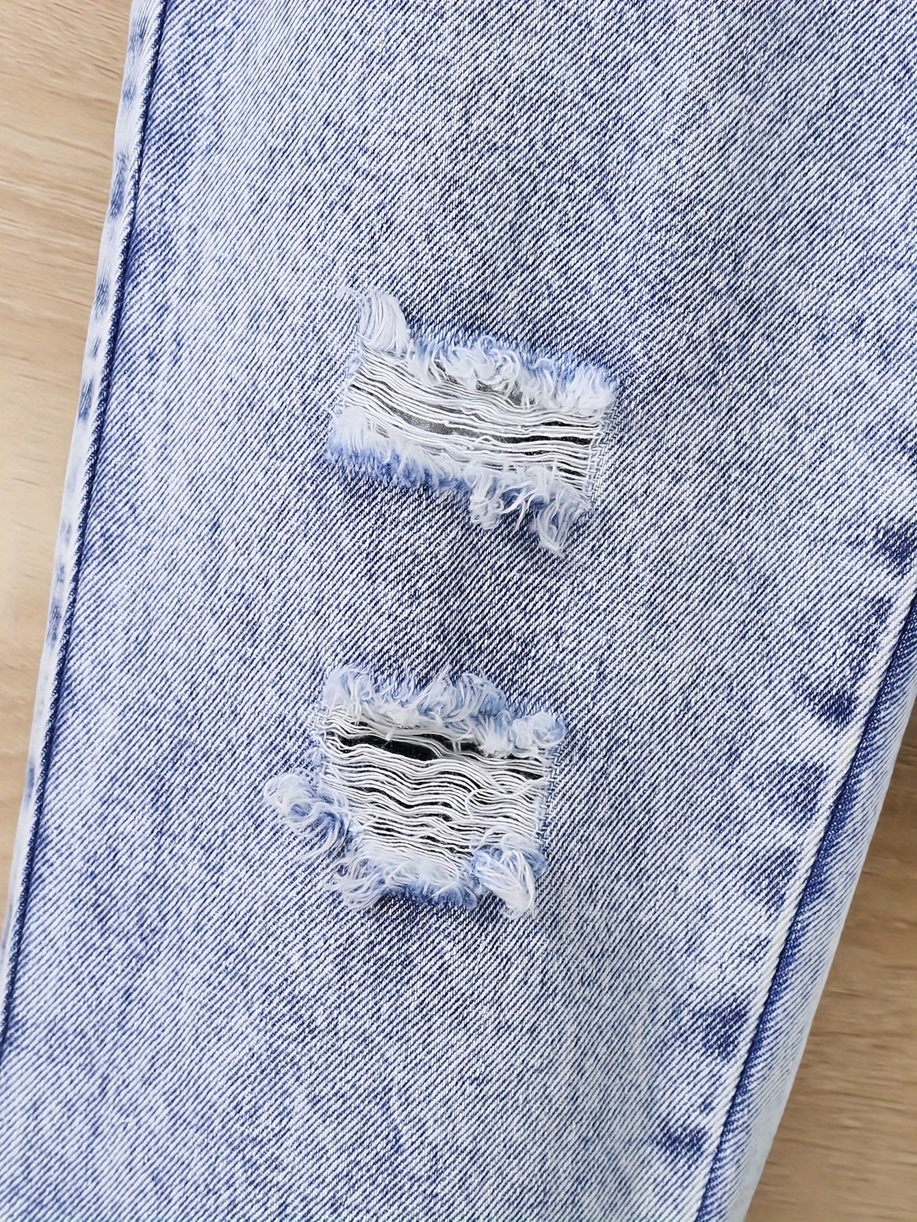 Girls' Denim Jeans Ripped Long Tapered Fit All-Season Casual