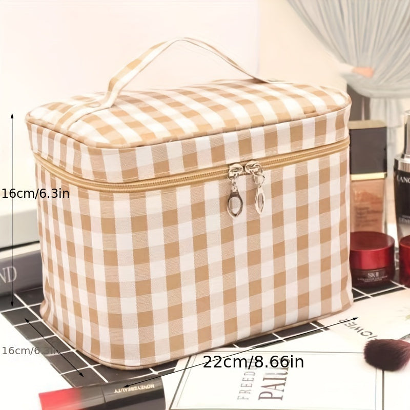 Large Capacity Waterproof Canvas Makeup Bag with Zipper and Foldable Design