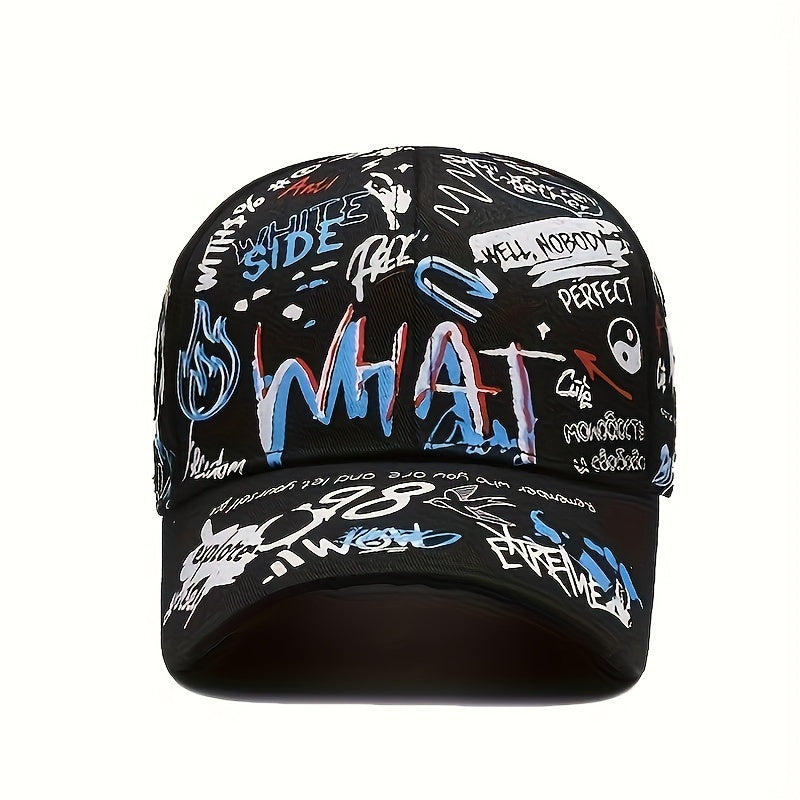 Gorra de béisbol de graffiti de poliéster, PVC recubierto, ligera, para fiesta, accesorio