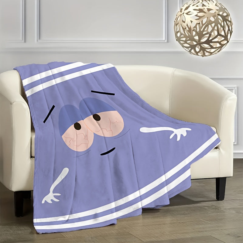 Cartoon Print Flannel Throw Blanket All-Season Hypoallergenic Machine Washable