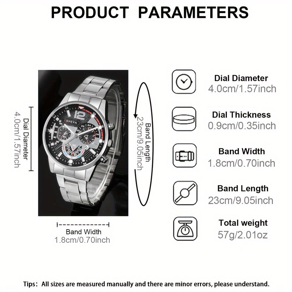 Pair of Men's Quartz Watches with Matching Bracelets Stylish Business Accessories