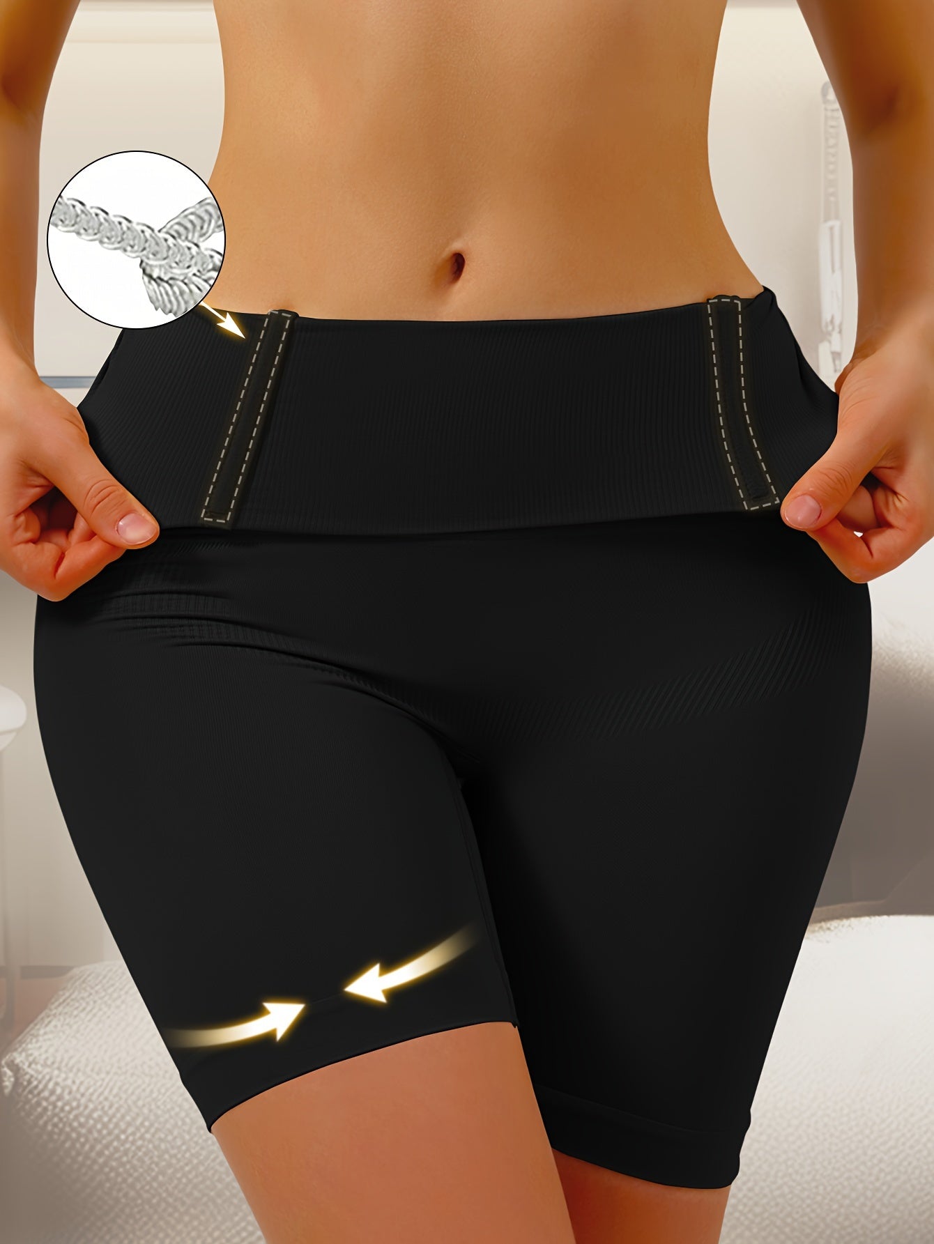 High-Waist Tummy Control Yoga Shorts for Pregnant Women in Beige Seamless Butt Lifting Support Panels