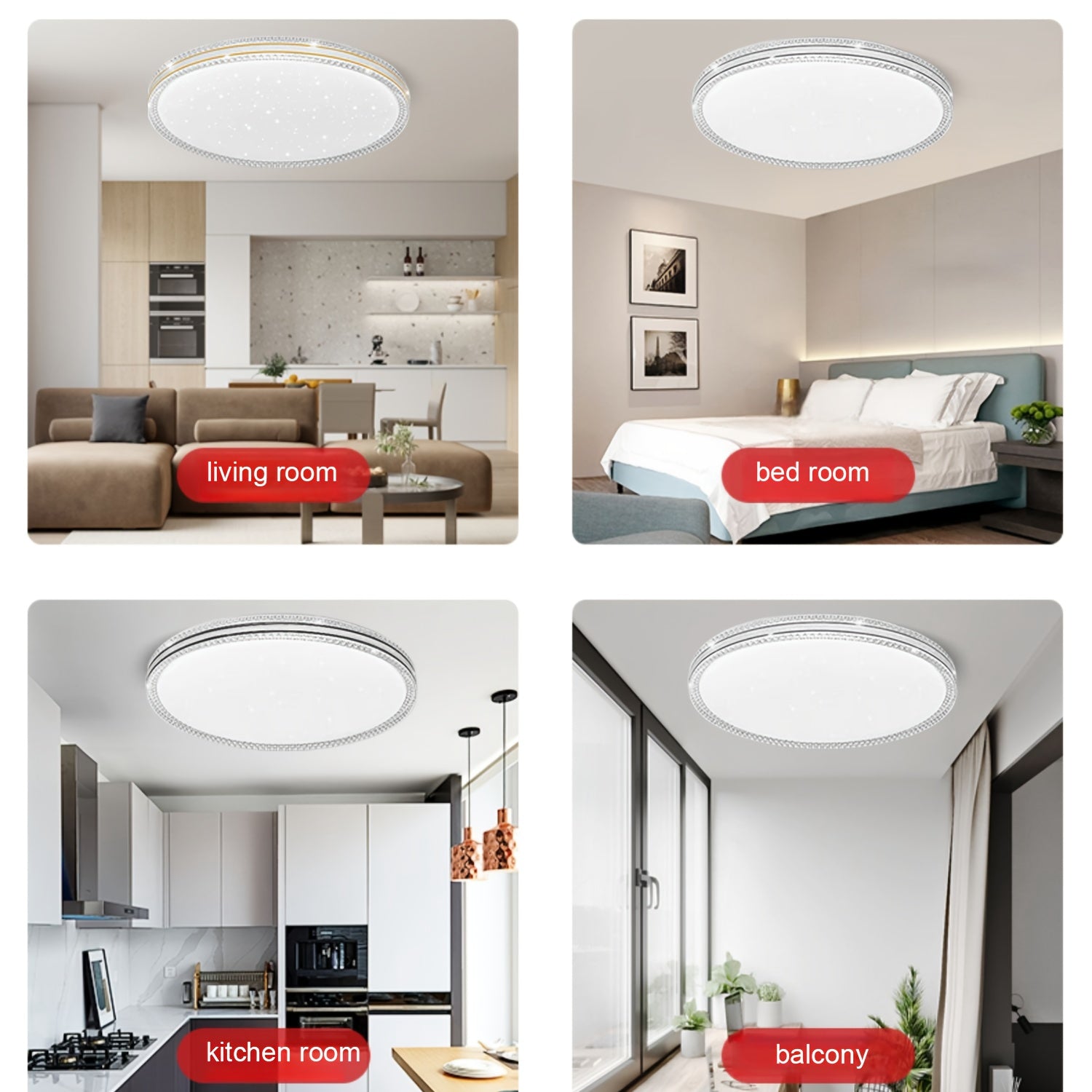 12.6 Inch LED Ceiling Light Fixture for Bedroom Kitchen Bathroom Hallway Daylight White 6000K