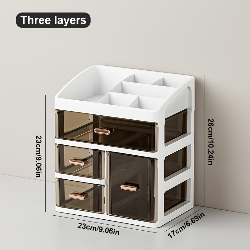 Пластиковый косметический органайзер с ящиками для женщин, большой вместимости, пылезащитное хранение макияжа