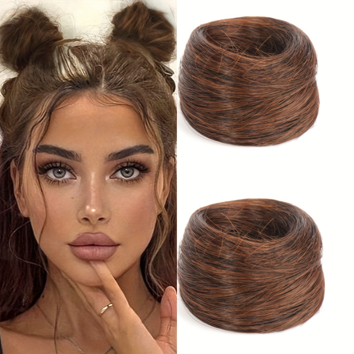Women Synthetic Hair Bun Extension 3-Inch Elastic Donut for Parties Casual