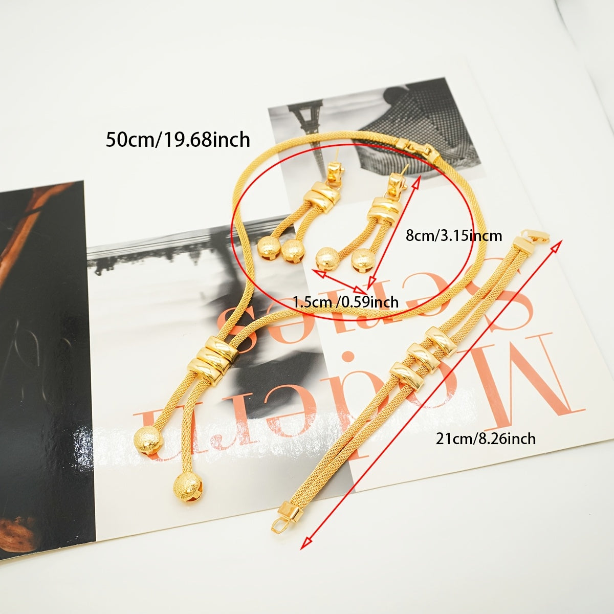 Gold-Plated Copper Jewelry Set Necklace Earrings Bracelet Minimalist Daily Wear Occasions