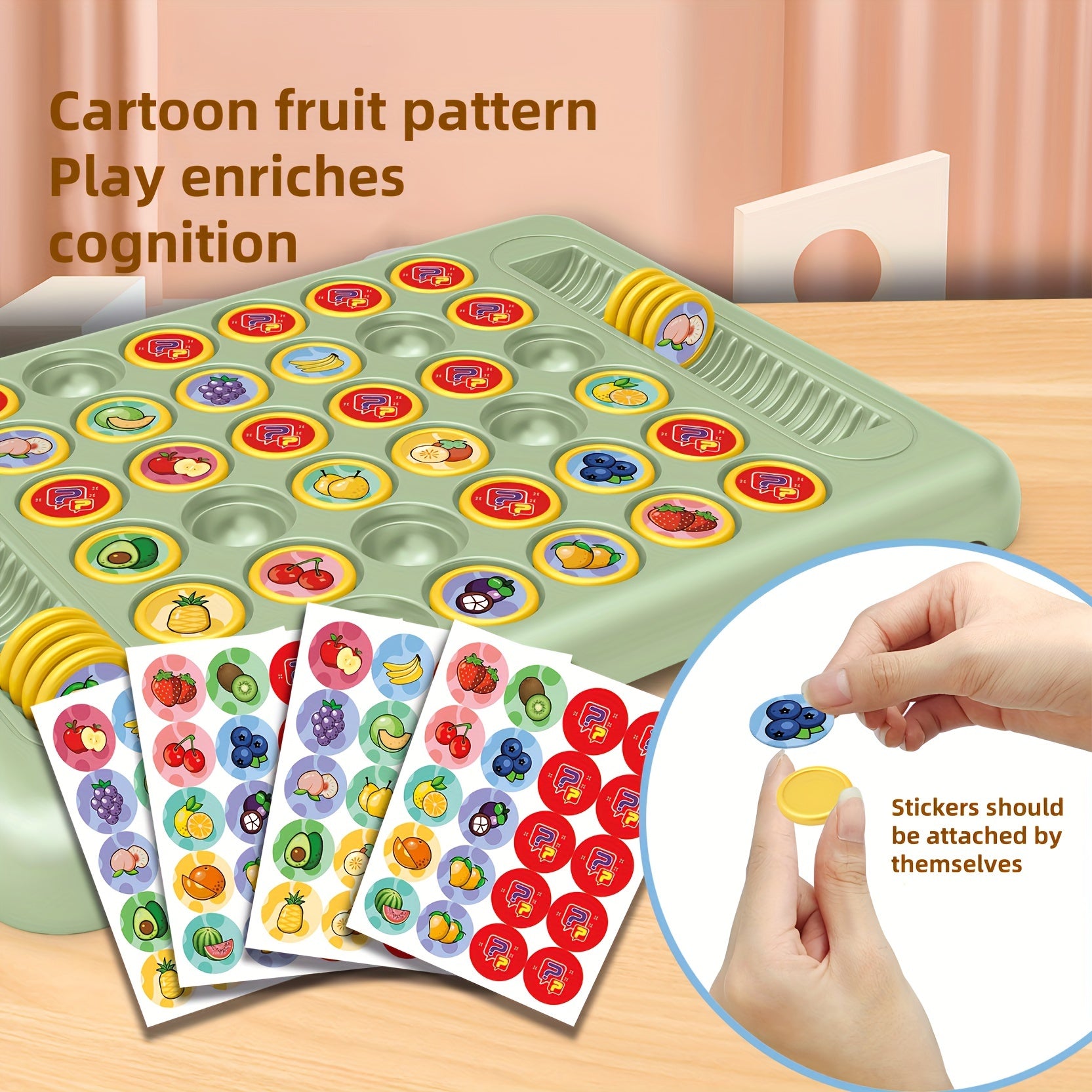 Memory Match Game for Kids 3+ with Fruits and Animals Durable ABS Green