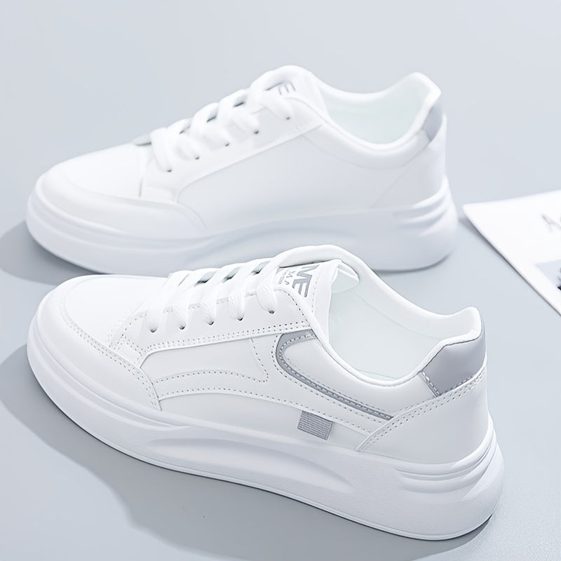 Women's White Low-Top Sneakers with Mint Green Accents Casual Shoes for All-Season Outdoor Use
