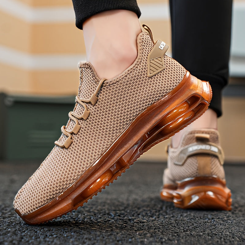 Zapatillas de punto transpirables para hombre con suela de PVC antideslizante con cojín de aire, casual, de tela