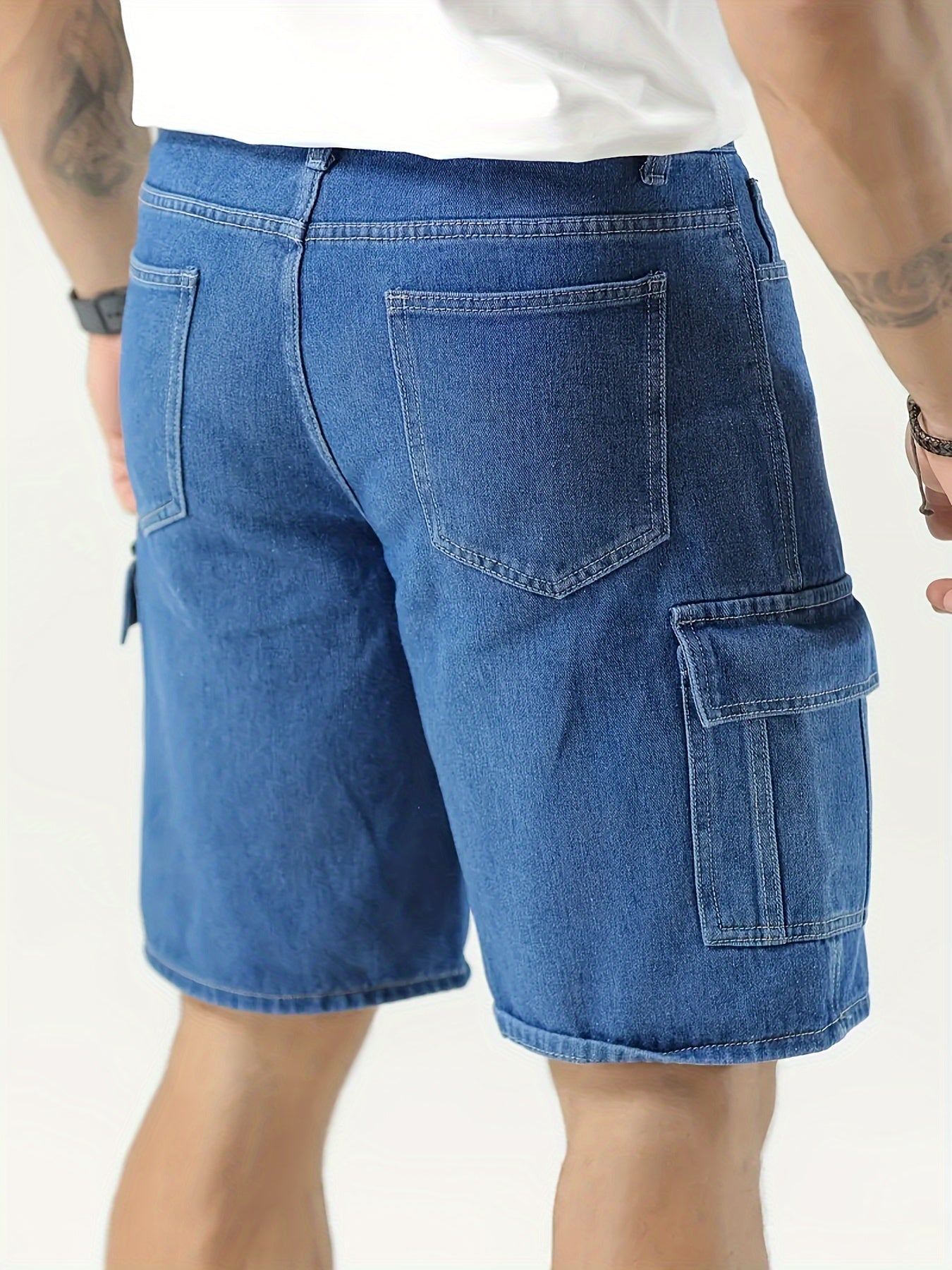 Plus Size Men Cargo Shorts Summer Solid Cotton Woven Loose Fit