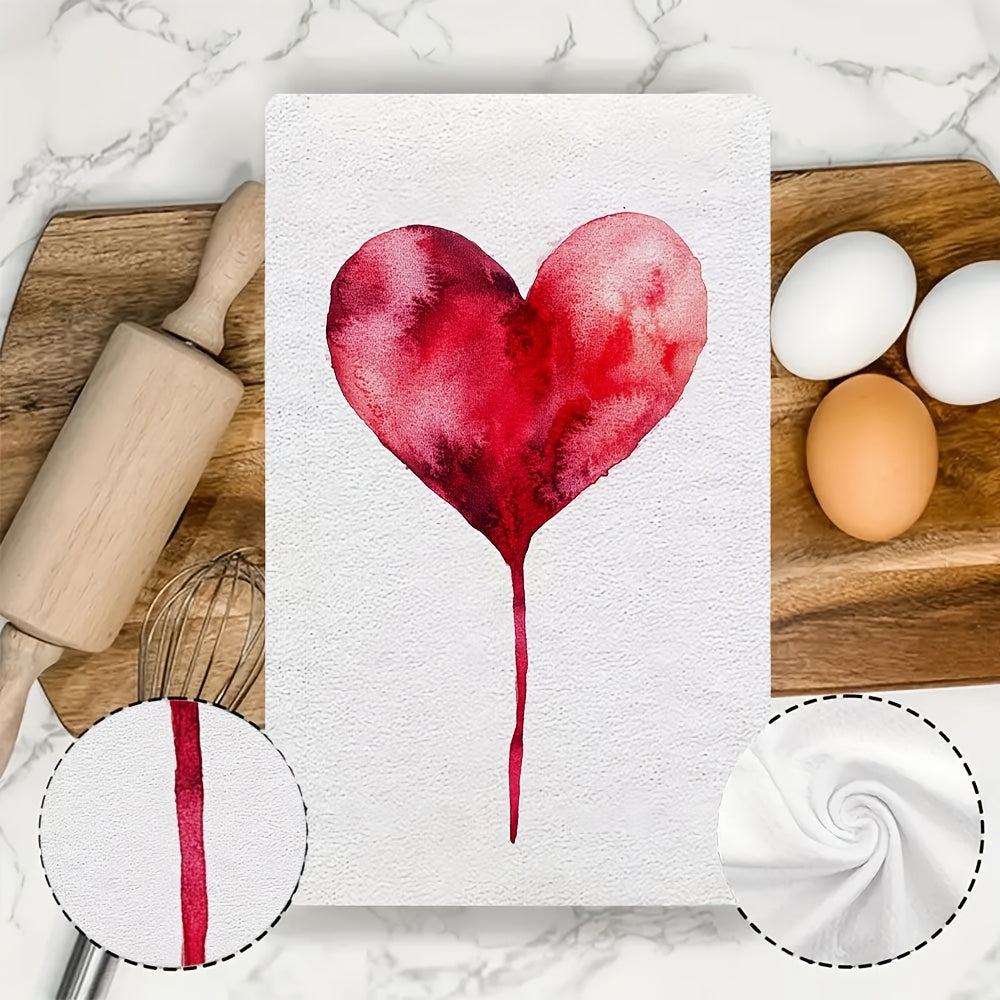 Juego de 2 toallas de cocina suaves con diseño de corazón, 40x60cm, absorbentes, aptas para lavadora
