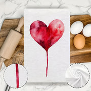 Set of 2 Soft Kitchen Towels with Heart Design, 40x60cm, Absorbent, Machine Washable