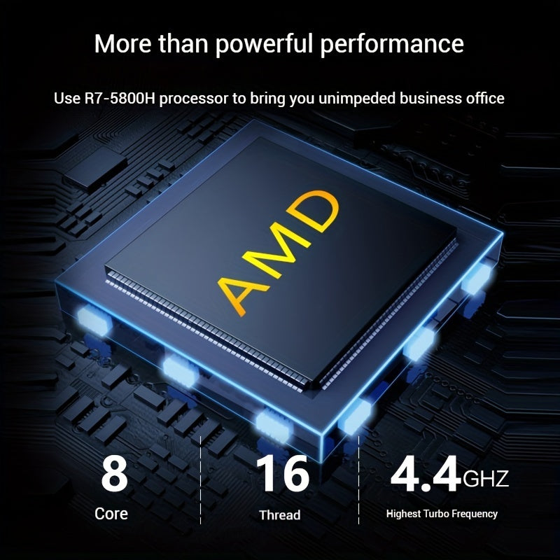 Mini PC AMD Ryzen 7 5800H con 16GB de RAM, 512GB SSD, Wi-Fi 6, Wireless 5.0, ordenador para juegos y oficina en casa
