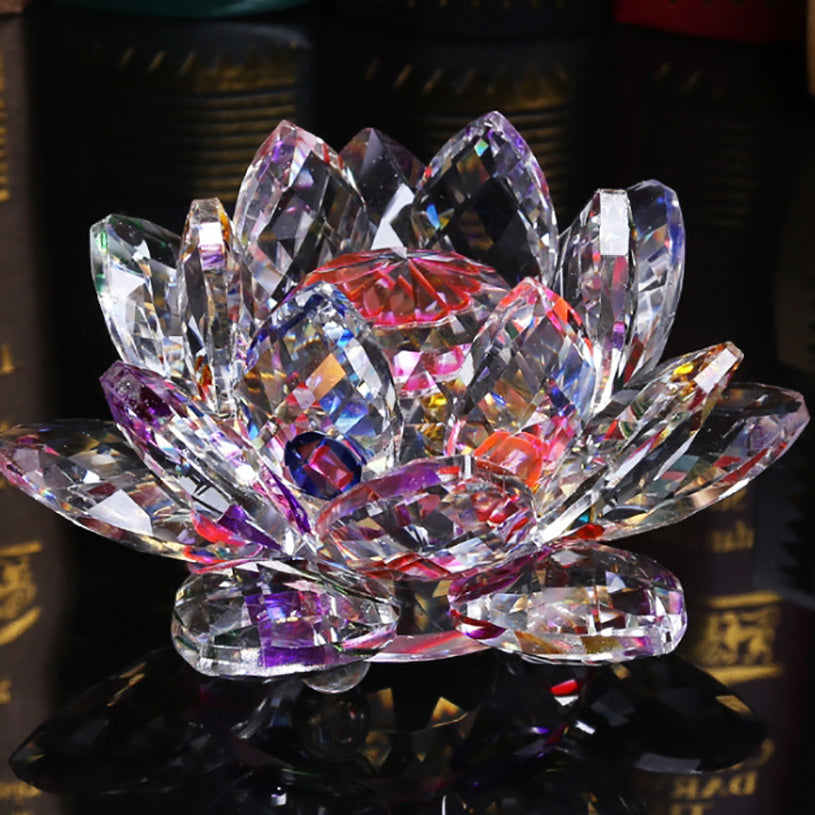 Crystal Lotus Ornament for Home and Desk Decor Handmade Decorative Sculpture