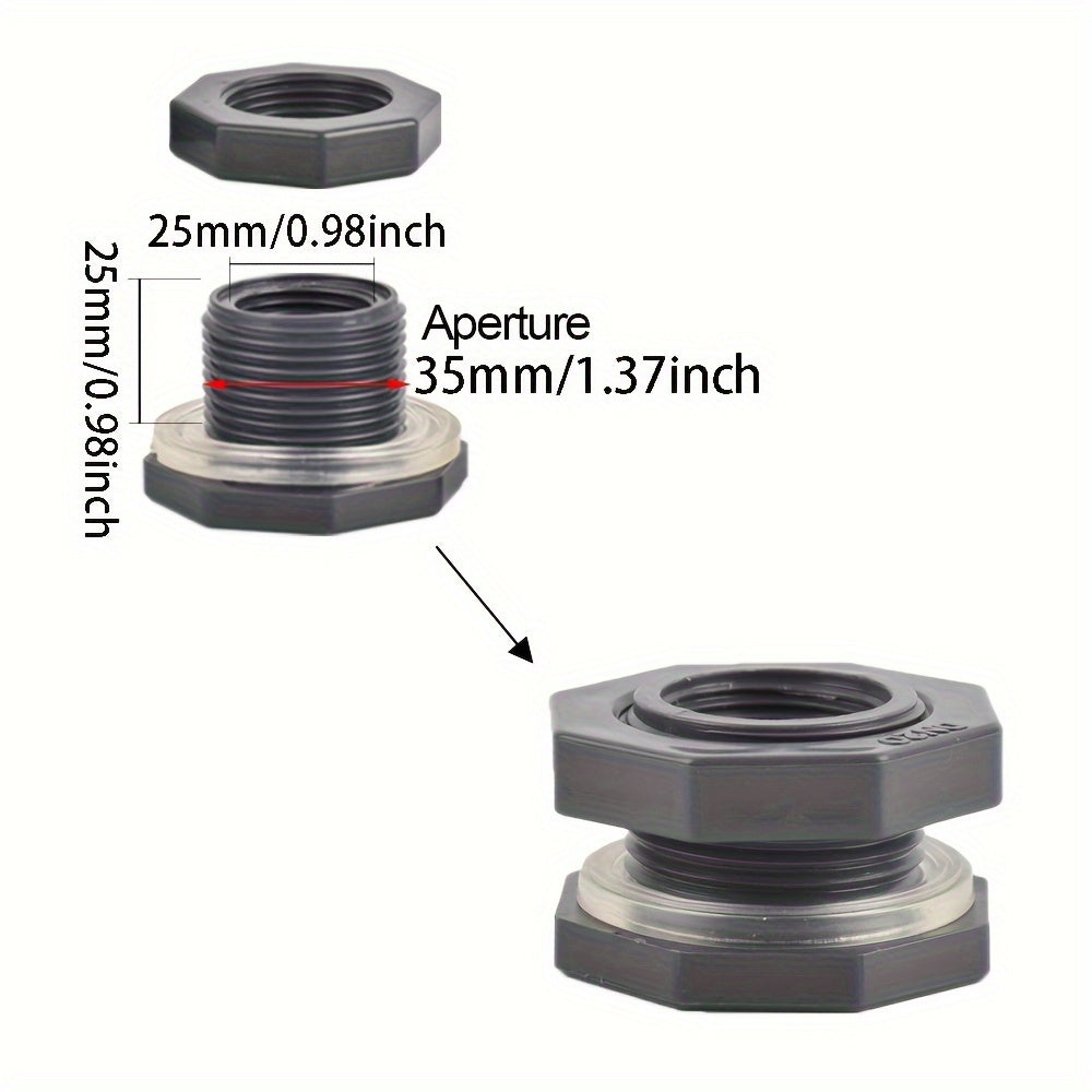 3/4 Inch Plastic Garden Hose Fitting Rain Barrel Overflow Kit with Seal Gasket