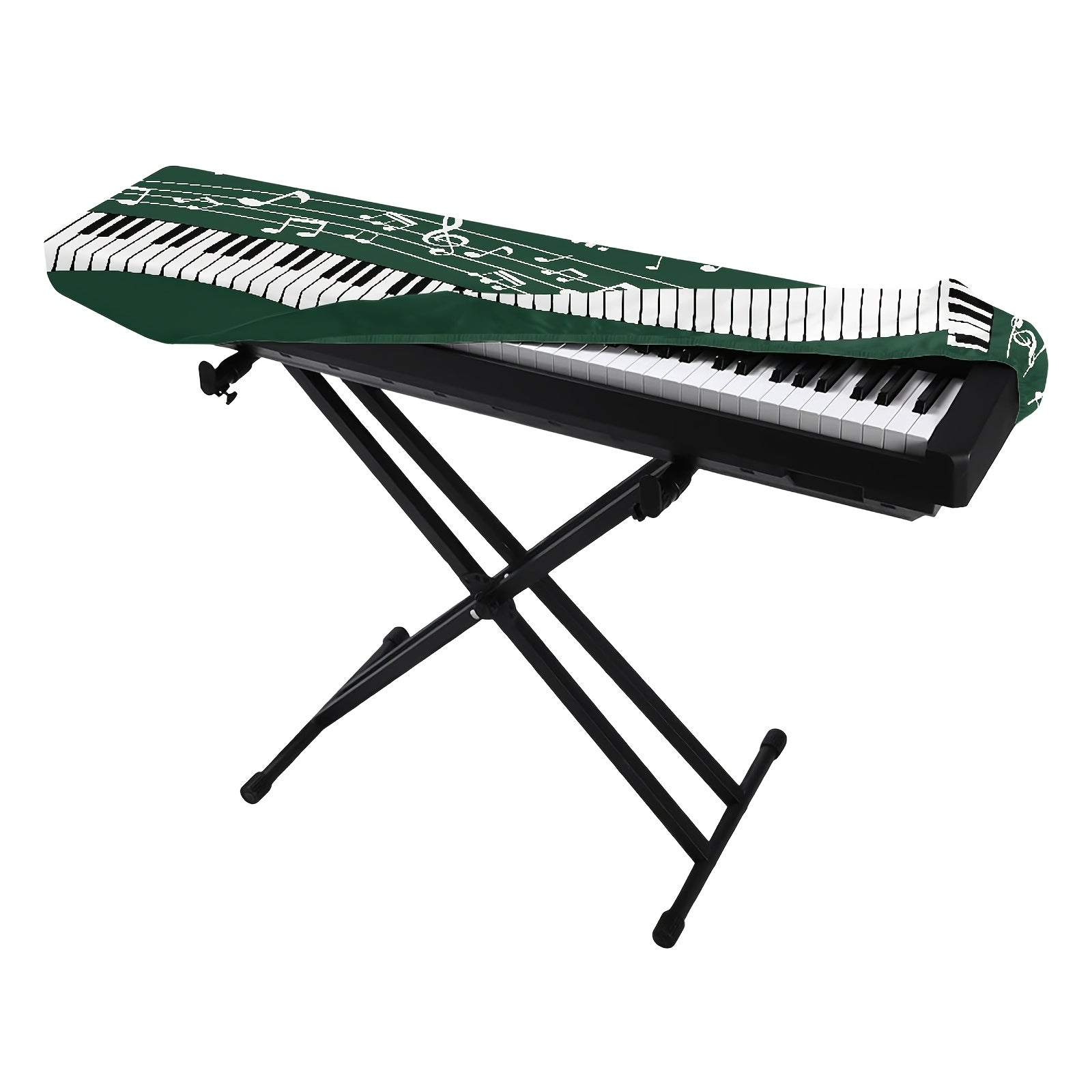 Funda de polvo para teclado de piano en blanco y negro para 61/88 teclas, material elástico resistente a las manchas