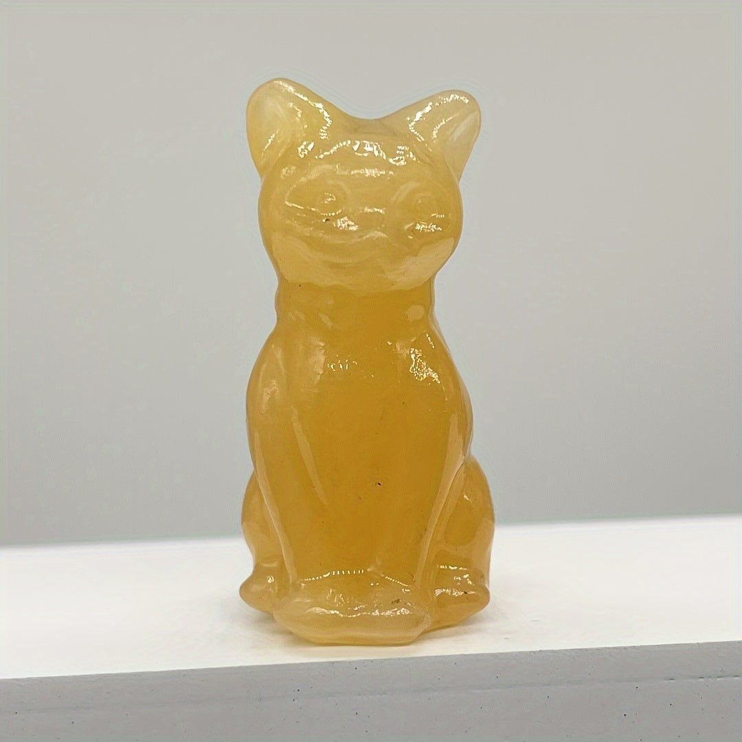 Натуральная кристальная резьба кота для домашнего декора, очаровательный стильный орнамент