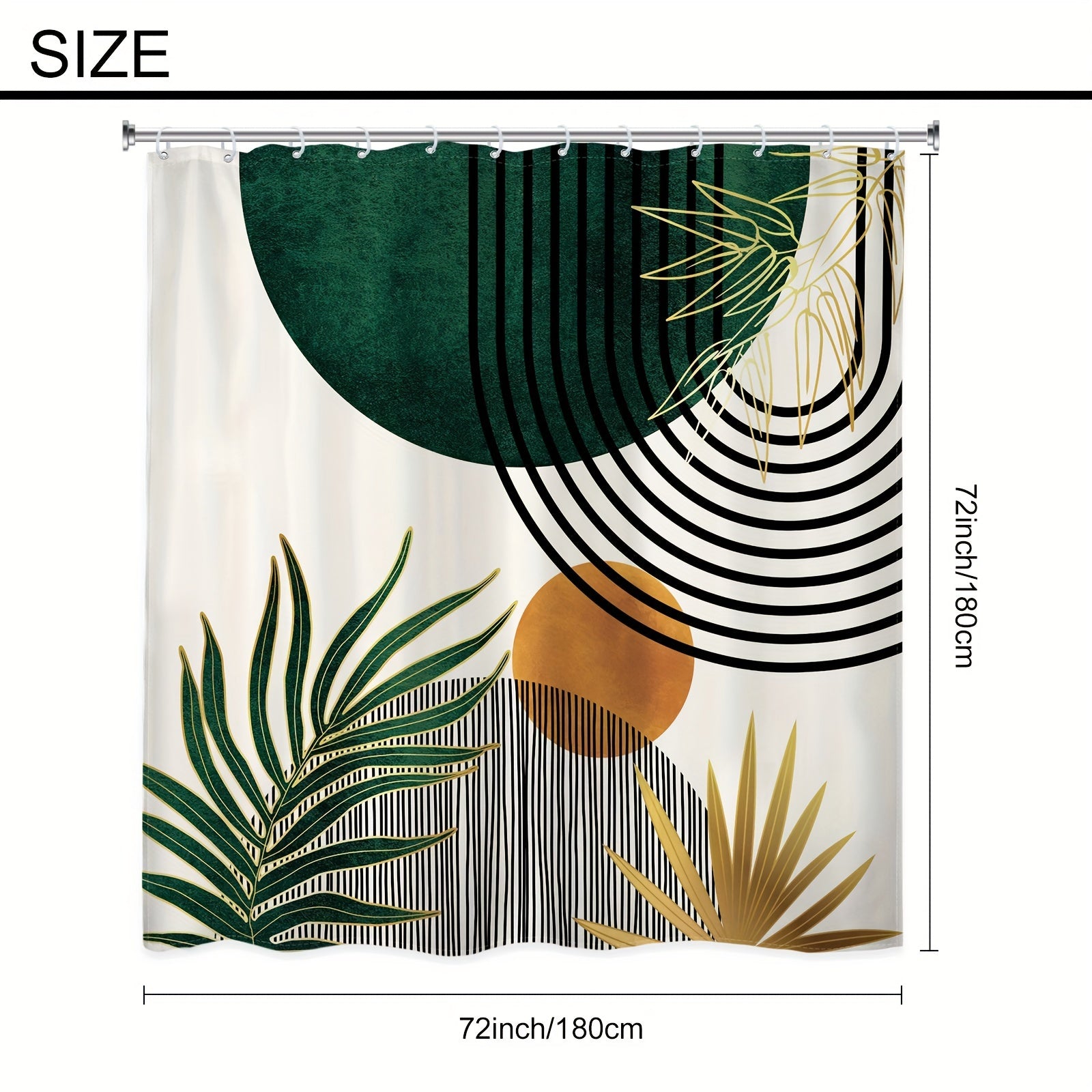 Boho Shower Curtain Waterproof Polyester with Abstract Moon Phase Design 12 Hooks Included