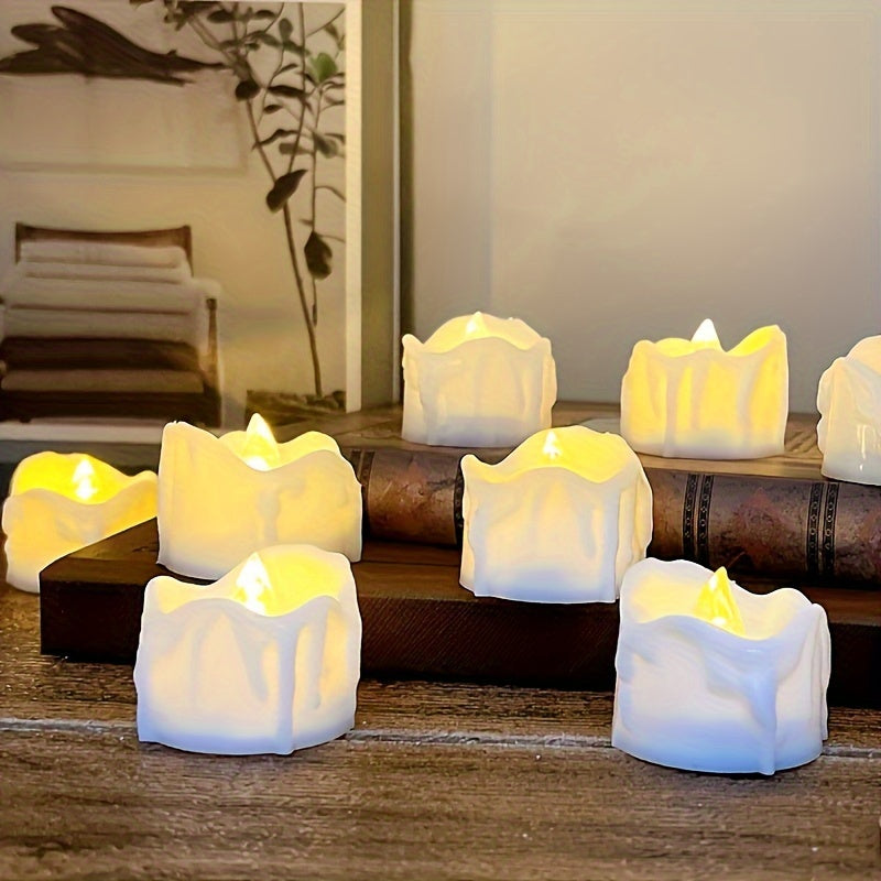 4 velas de té LED con batería, luz cálida blanca para decoración navideña