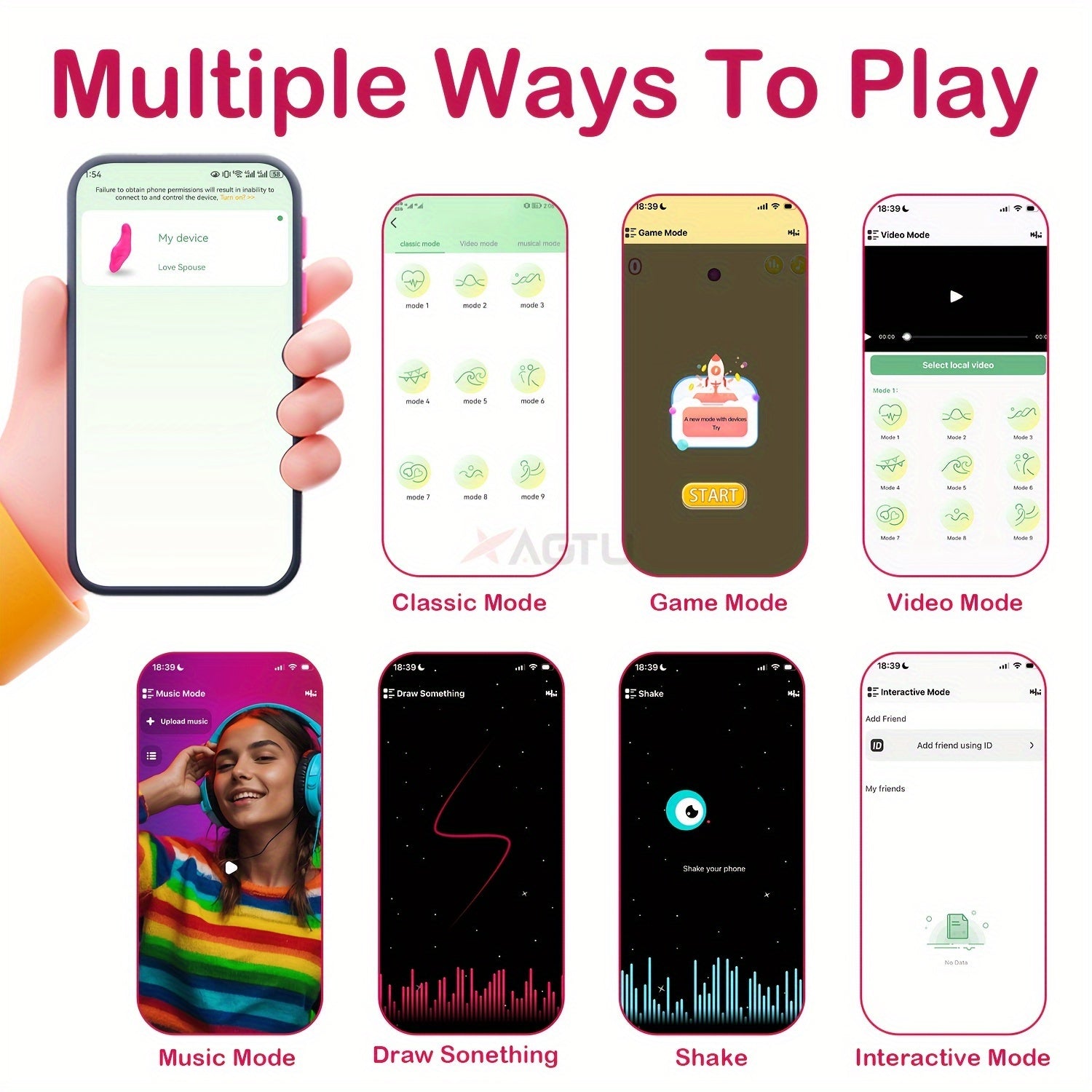 Ayollar uchun simsiz kiyiladigan vibratsiya qurilmasi, masofadan boshqarish va 9 ta vibratsiya rejimi bilan