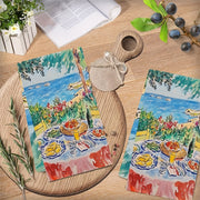 2 ta yumshoq oshxona sochiqlari to'plami, qirg'oq manzarasi, 40x60cm, yutuvchi, mashina yuvishga mos