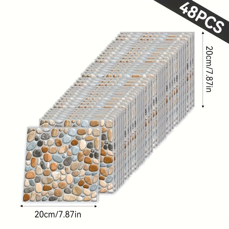 24-48Pcs Marble Self-Adhesive Wall Stickers for Bedroom Bathroom Decor