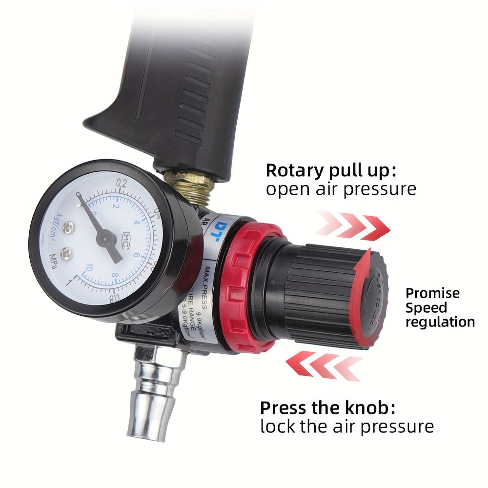 310ml Pneumatic Air Sealant Caulking Gun Kit with Nozzle Pressure Gauge Adjustable Flow