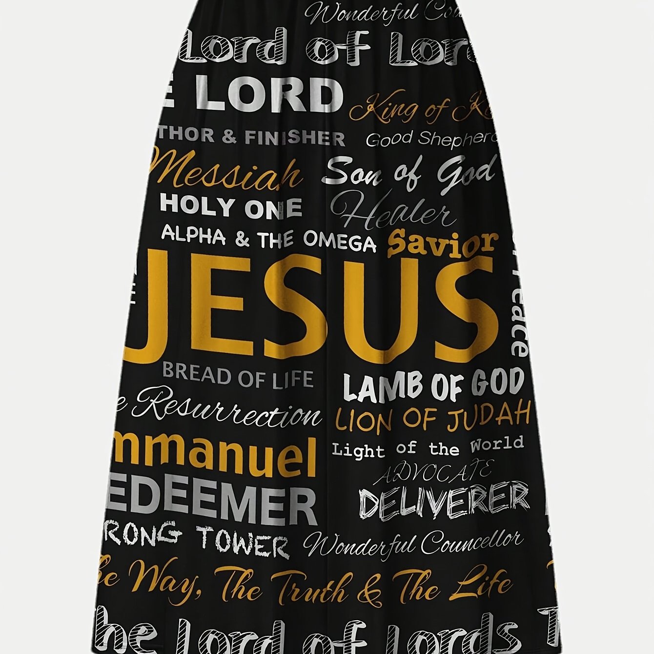 Women Plus Size Maxi Skirt Loose Fit High-Waisted Polyester Black Colorful Lettering Spring Summer Fall