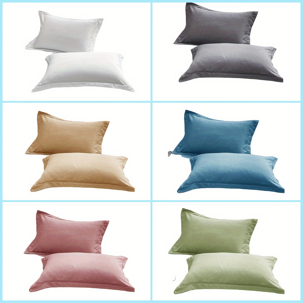 Two Pack Solid Color Pillowcases Breathable Skin-Friendly Fabric for Bedroom Sofa Decor